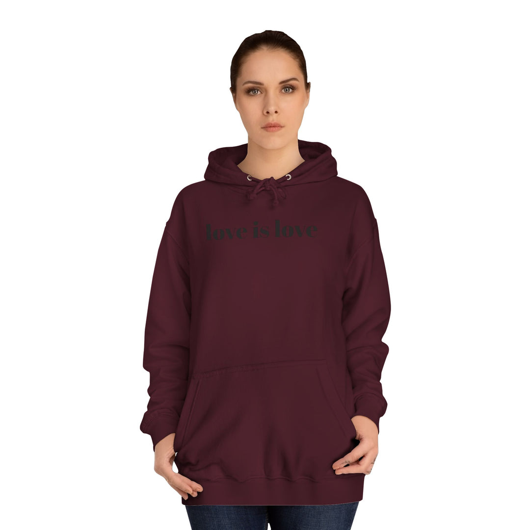 Unisex Love is Love Hoodie - Rainbow College Sweatshirt for Pride, LGBTQ+, Everyday Wear, Gift, Casual Style