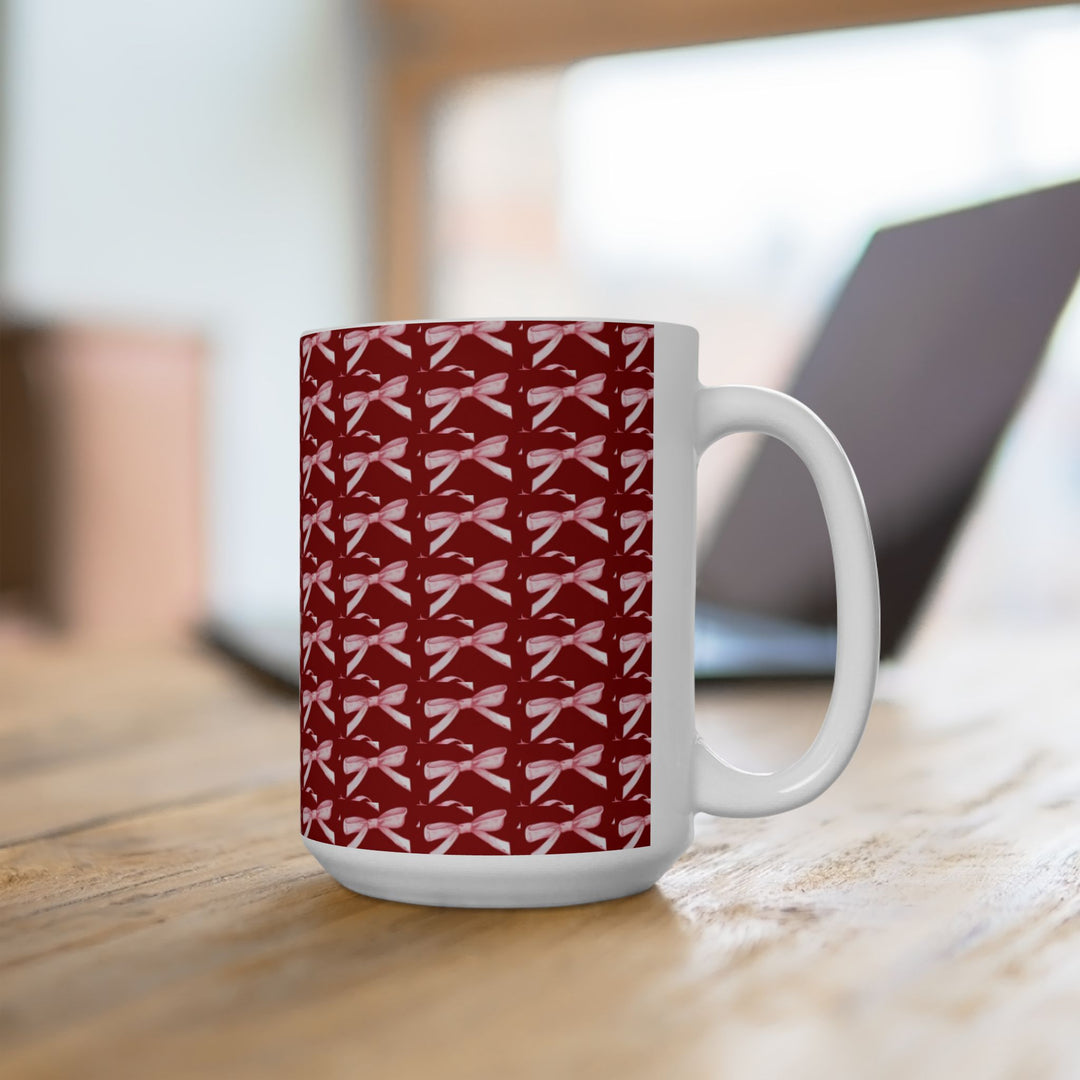 Elegant Red Ribbon Ceramic Mug - Perfect for Gift Giving and Home Decor