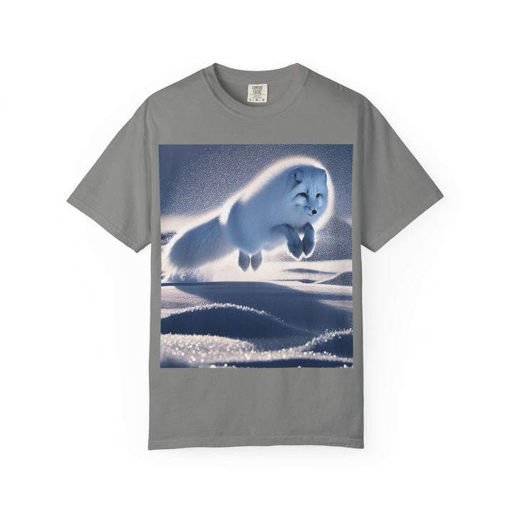 Snow Fox Jumping Unisex Garment-Dyed T-Shirt