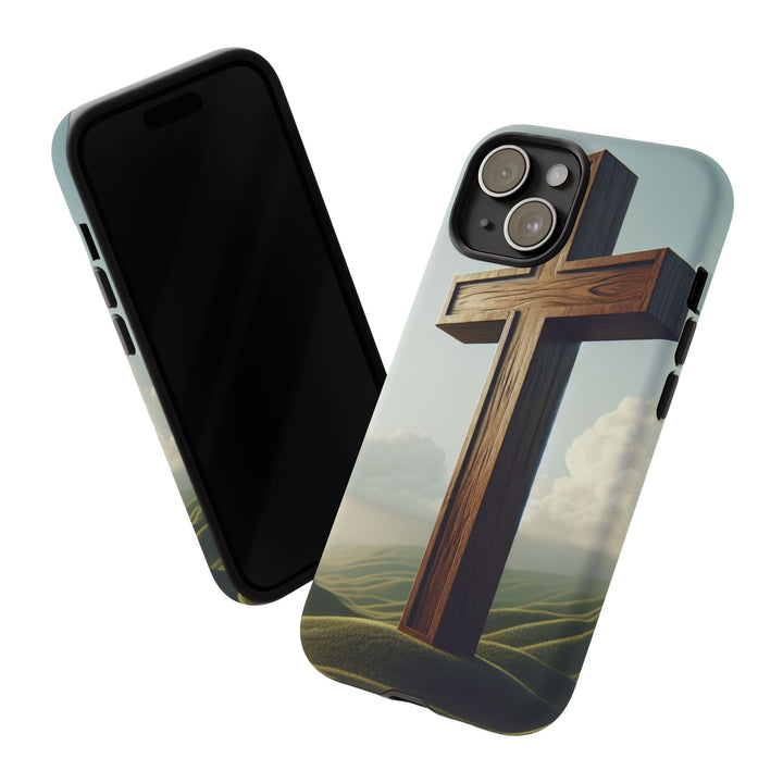 Wooden Cross Phone Case, Inspirational Gift, Christian Decor, Faith-Based Accessory, Unique Tech Gift