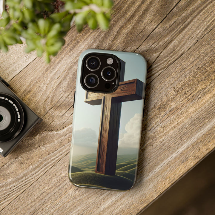 Wooden Cross Phone Case, Inspirational Gift, Christian Decor, Faith-Based Accessory, Unique Tech Gift