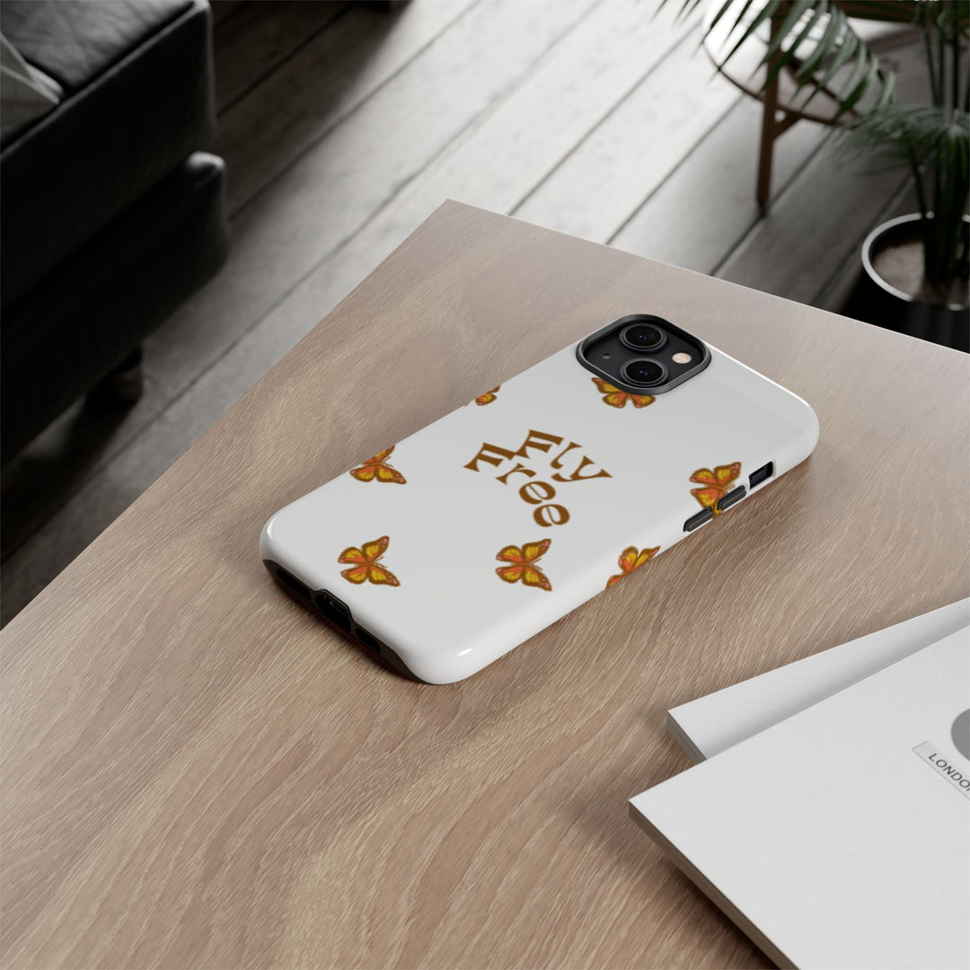 Stylish Phone Case | 'Fly Free' Butterfly Design | Unique Tough Cases