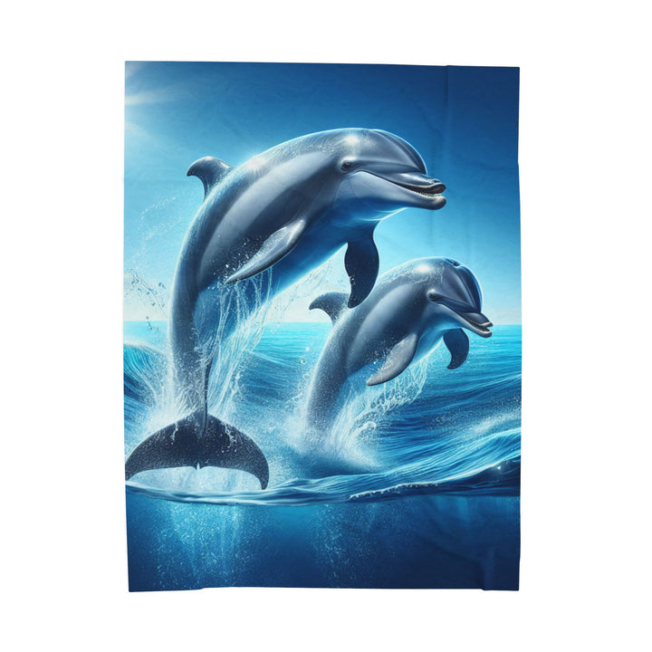 Dolphin Velveteen Plush Blanket - Cozy Ocean Waves Throw for Home Decor & Gifts