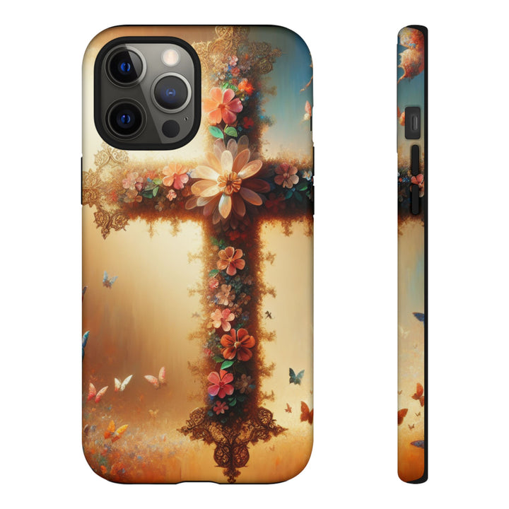 Floral Cross Phone Case, Tough Cases for Christians, Religious Gifts, Cute Floral Accessories, Chic Phone Cover, Spring Vibes
