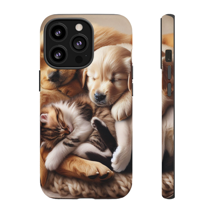 Cute Pets Phone Case - Adorable Puppy and Kitten Design, Animal Lover Gift