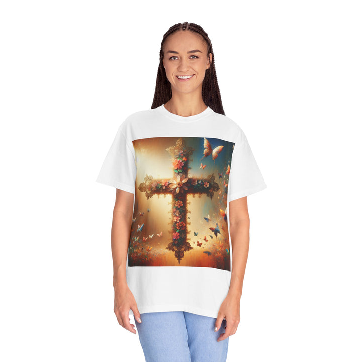 Faith-Inspired Floral Cross T-Shirt, Inspirational Tee, Religious Gift, Christian Apparel, Casual Wear, Everyday T-Shirt