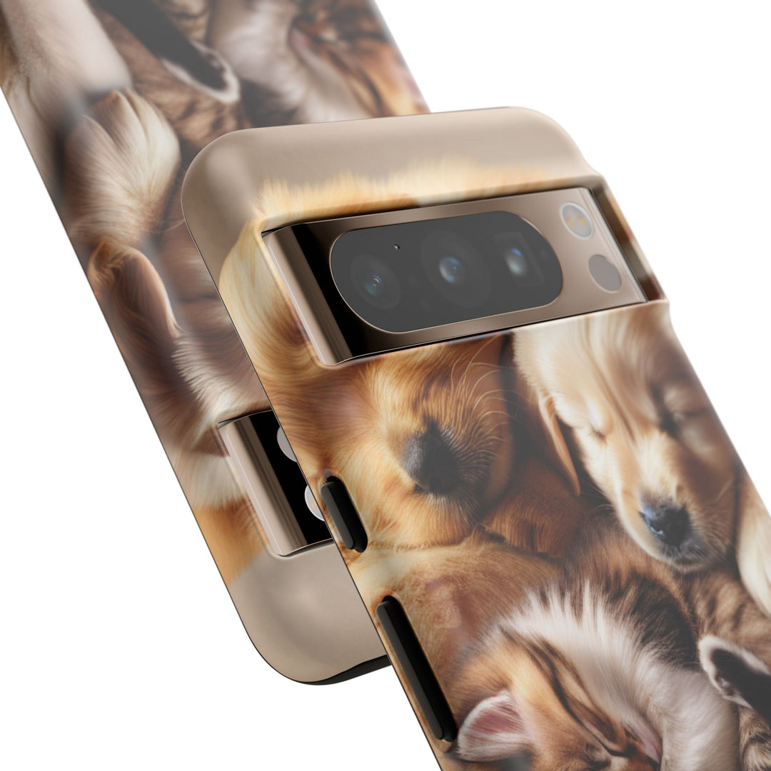Cute Pets Phone Case - Adorable Puppy and Kitten Design, Animal Lover Gift