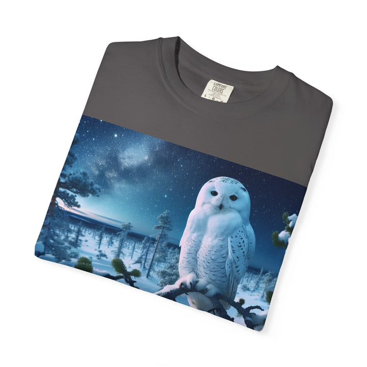 Mystical Owl Unisex Garment-Dyed T-Shirt – Cozy Winter Vibes