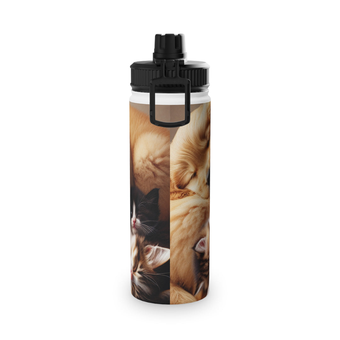 Pet Lovers Stainless Steel Water Bottle - Cute Puppy & Kitten Design | Eco-Friendly Sports Lid