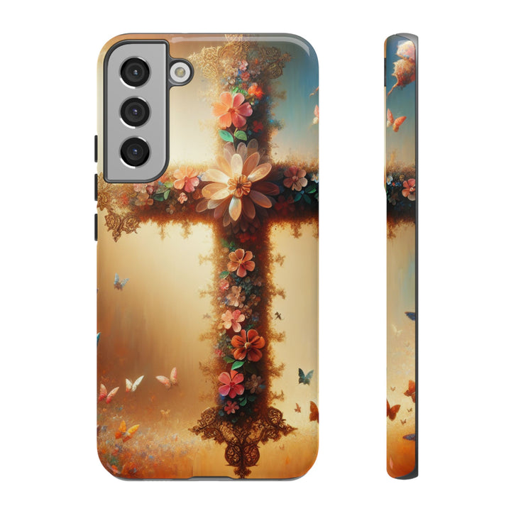 Floral Cross Phone Case, Tough Cases for Christians, Religious Gifts, Cute Floral Accessories, Chic Phone Cover, Spring Vibes