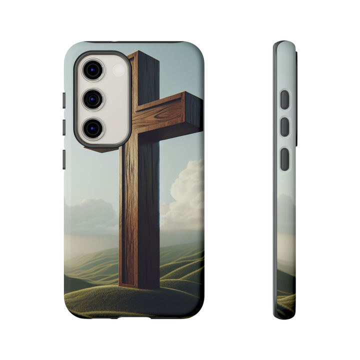 Wooden Cross Phone Case, Inspirational Gift, Christian Decor, Faith-Based Accessory, Unique Tech Gift