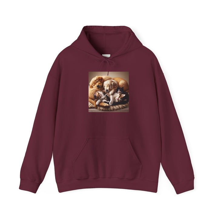 Cozy Pet Pals Hooded Sweatshirt - Animal Lover Gift, Cute Hoodie, Dog Cat Sweatshirt, Casual Wear, Cozy Gift