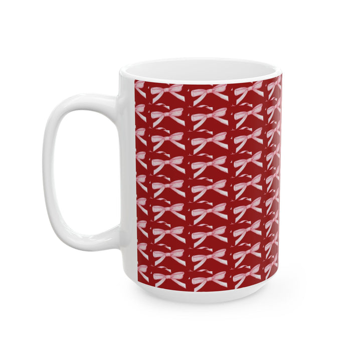 Elegant Red Ribbon Ceramic Mug - Perfect for Gift Giving and Home Decor