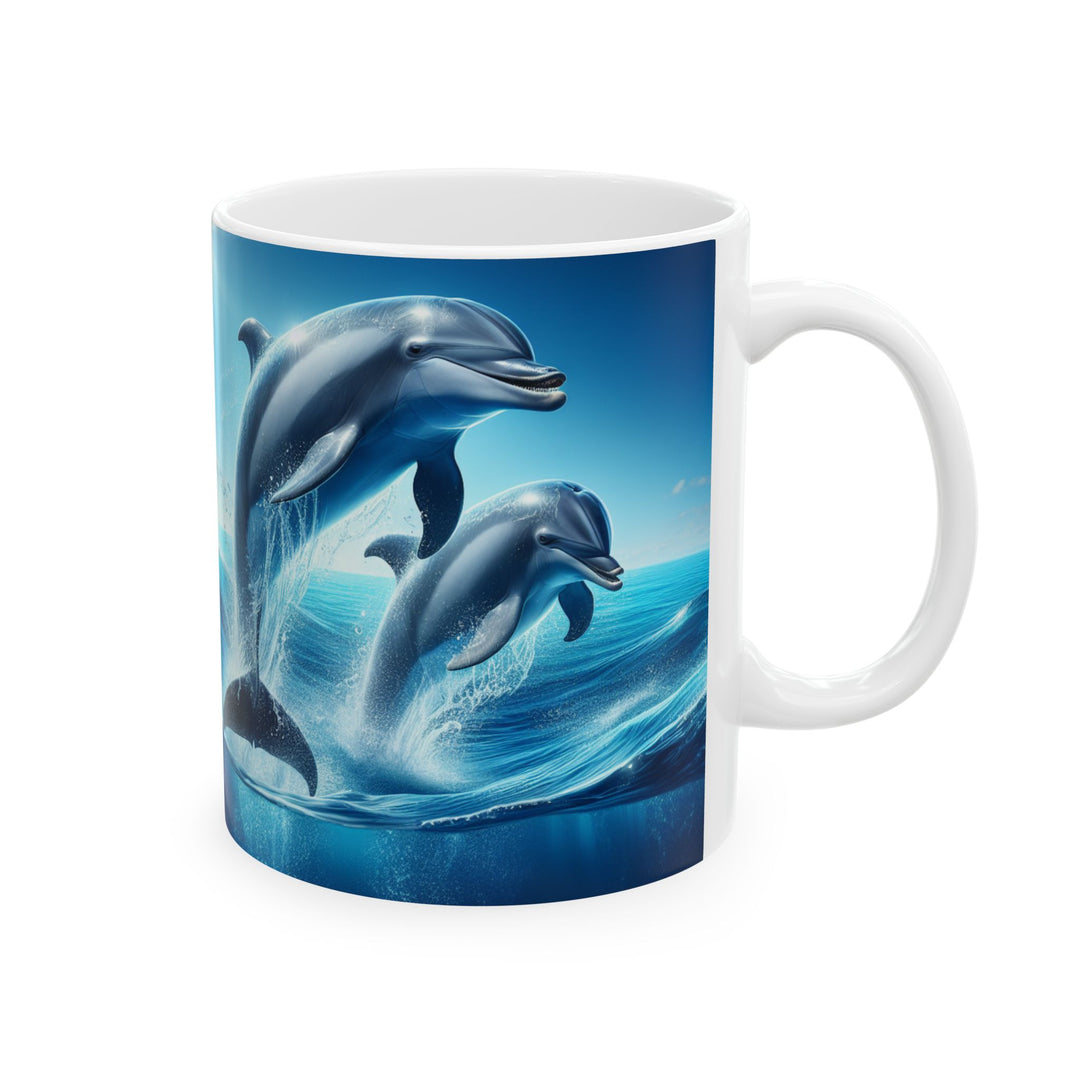 Dolphin Waves Ceramic Mug - Ocean-Themed Coffee Cup for Sea Lovers
