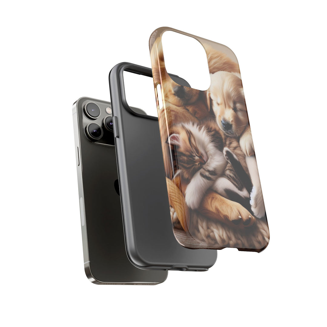 Cute Pets Phone Case - Adorable Puppy and Kitten Design, Animal Lover Gift