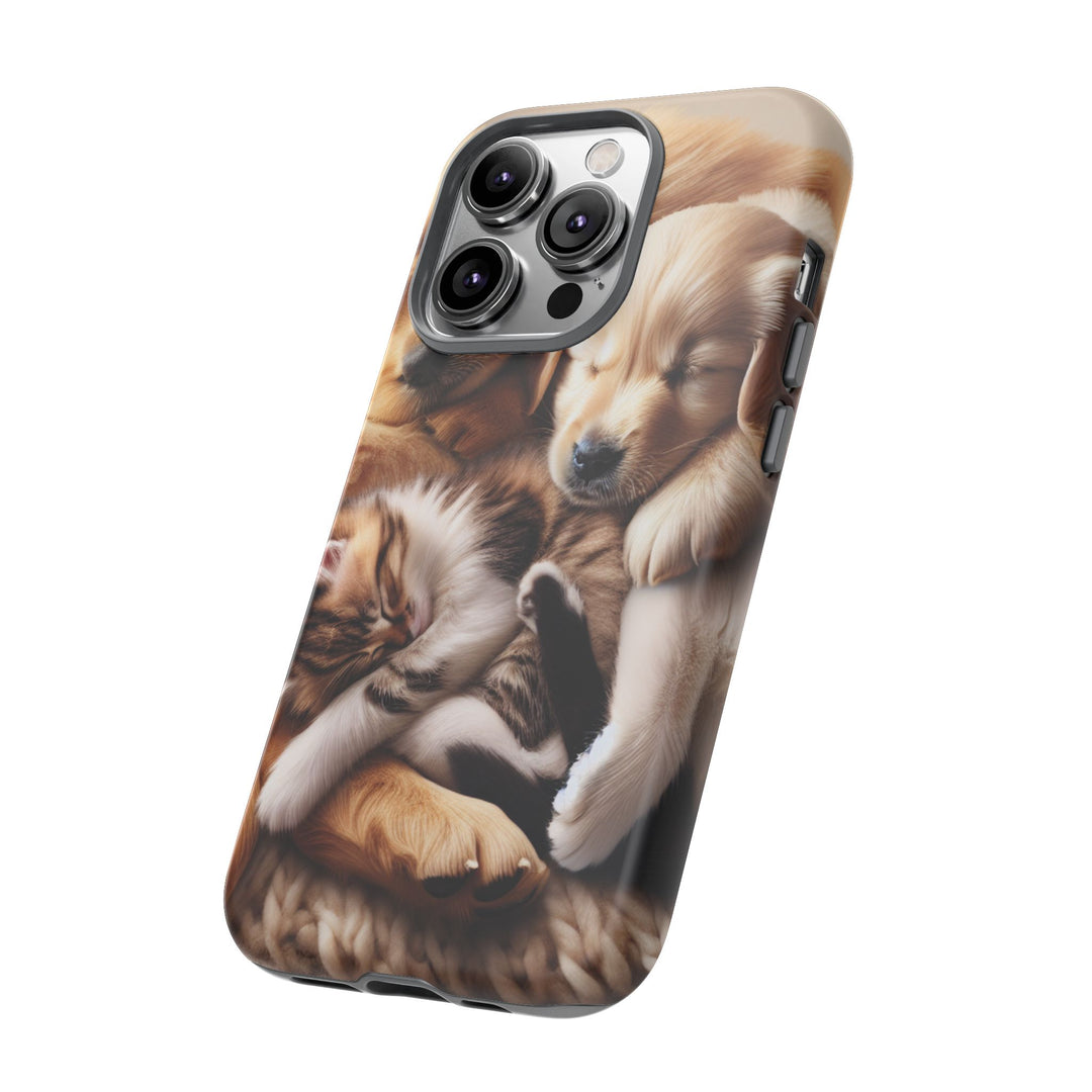 Cute Pets Phone Case - Adorable Puppy and Kitten Design, Animal Lover Gift