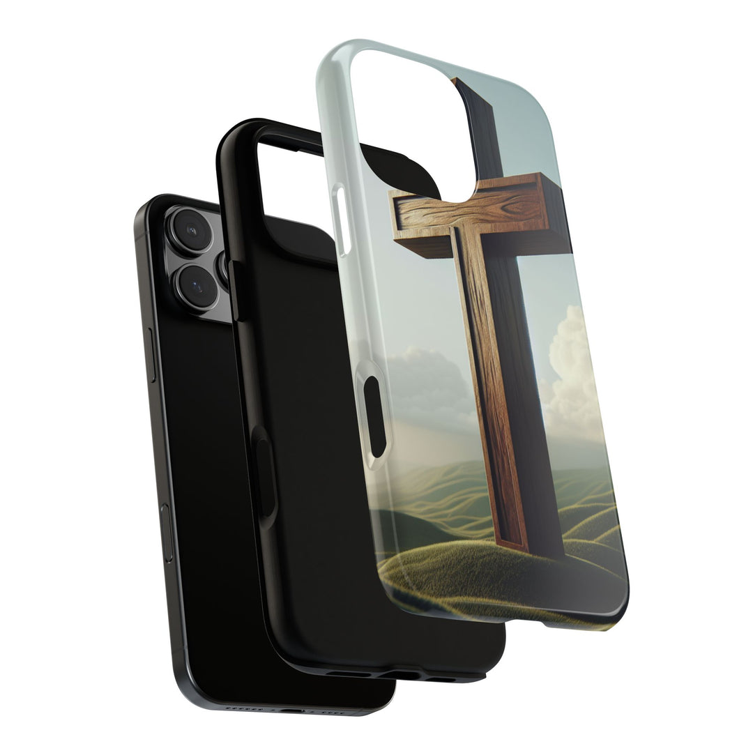 Wooden Cross Phone Case, Inspirational Gift, Christian Decor, Faith-Based Accessory, Unique Tech Gift