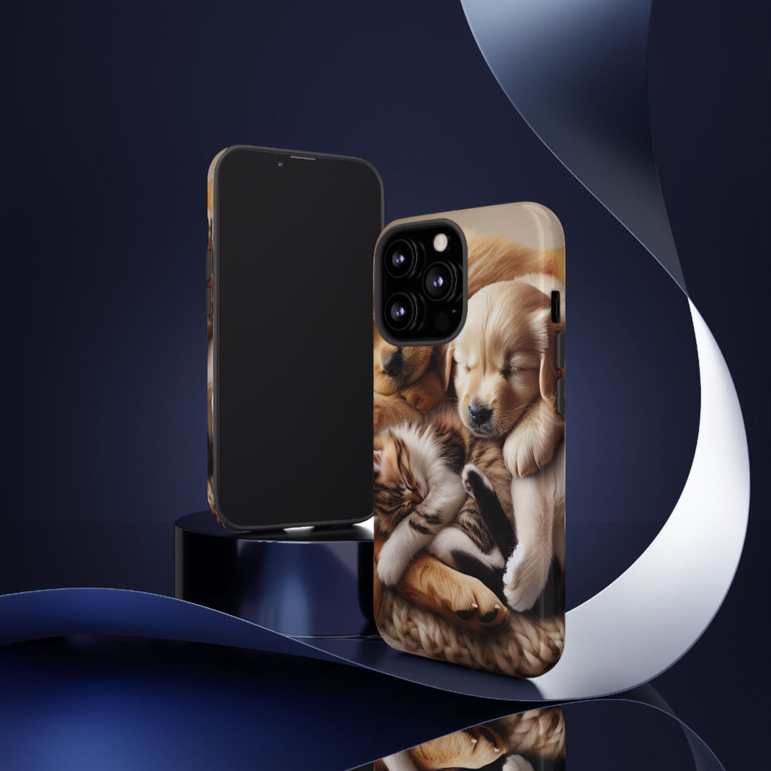 Cute Pets Phone Case - Adorable Puppy and Kitten Design, Animal Lover Gift