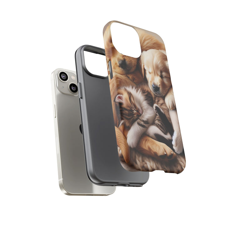 Cute Pets Phone Case - Adorable Puppy and Kitten Design, Animal Lover Gift