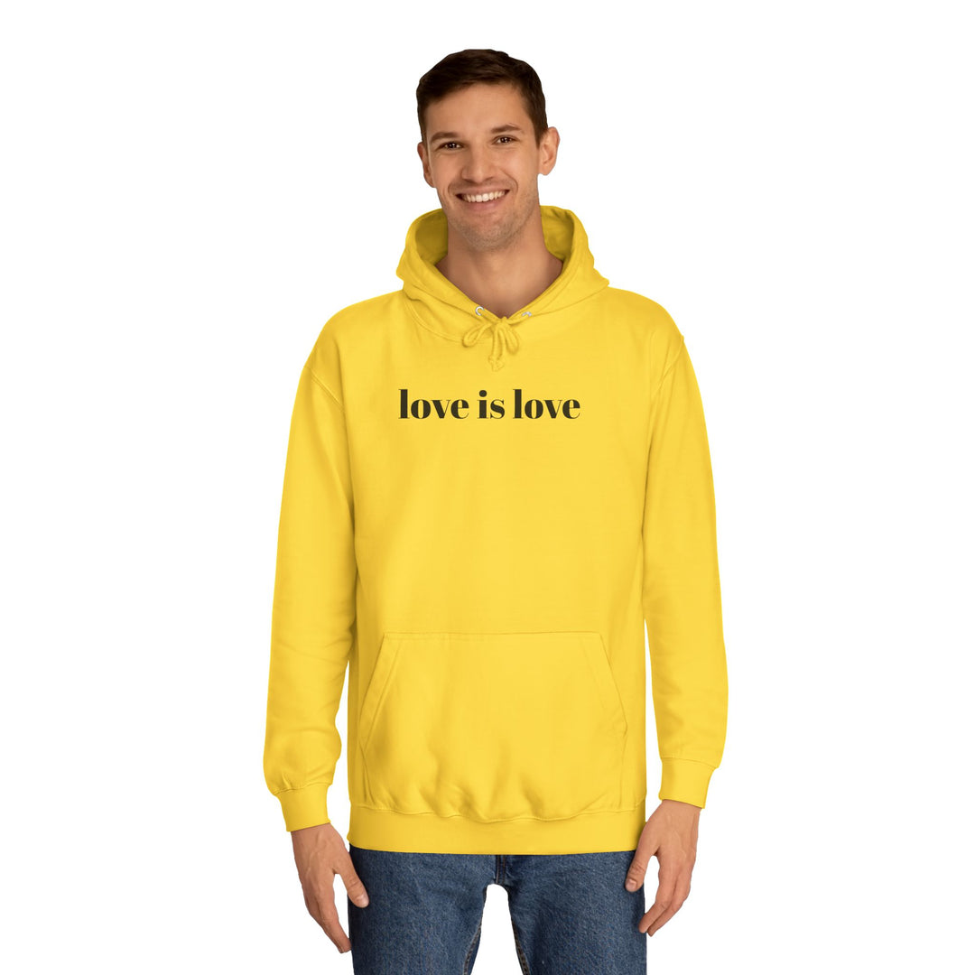 Unisex Love is Love Hoodie - Rainbow College Sweatshirt for Pride, LGBTQ+, Everyday Wear, Gift, Casual Style