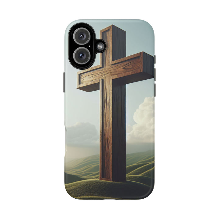 Wooden Cross Phone Case, Inspirational Gift, Christian Decor, Faith-Based Accessory, Unique Tech Gift