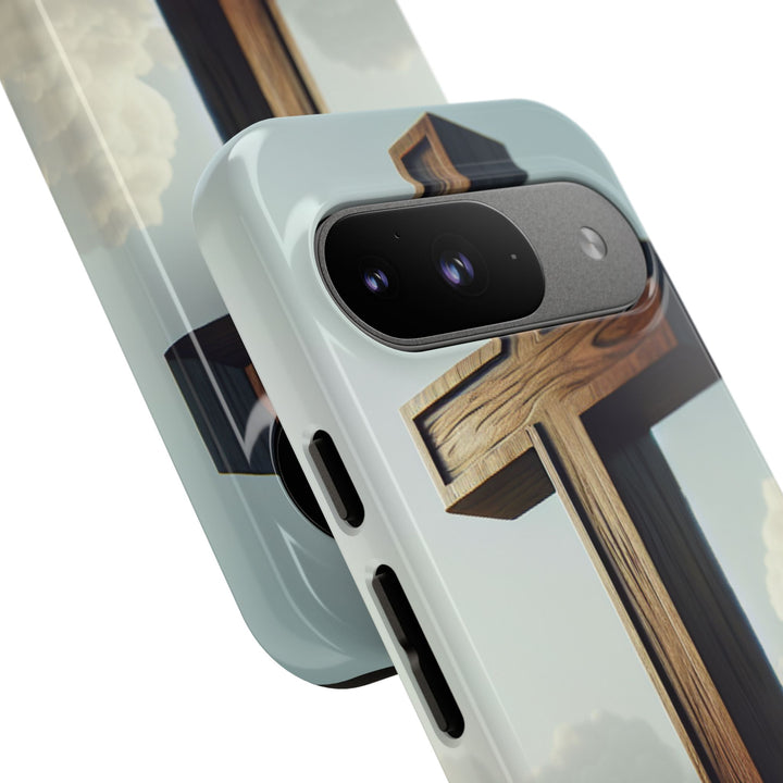 Wooden Cross Phone Case, Inspirational Gift, Christian Decor, Faith-Based Accessory, Unique Tech Gift