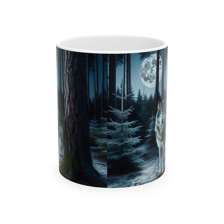 Mystical Wolf Ceramic Mug - Enchanting 11oz & 15oz Coffee Cup for Nature Lovers