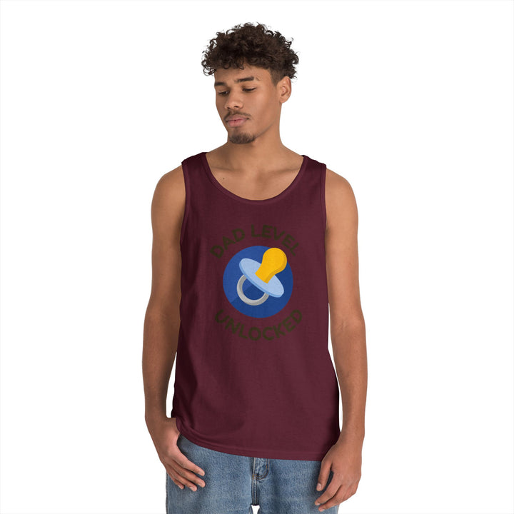 Dad Level Unlocked Tank Top - Unisex Heavy Cotton Sleeveless Shirt for New Dads