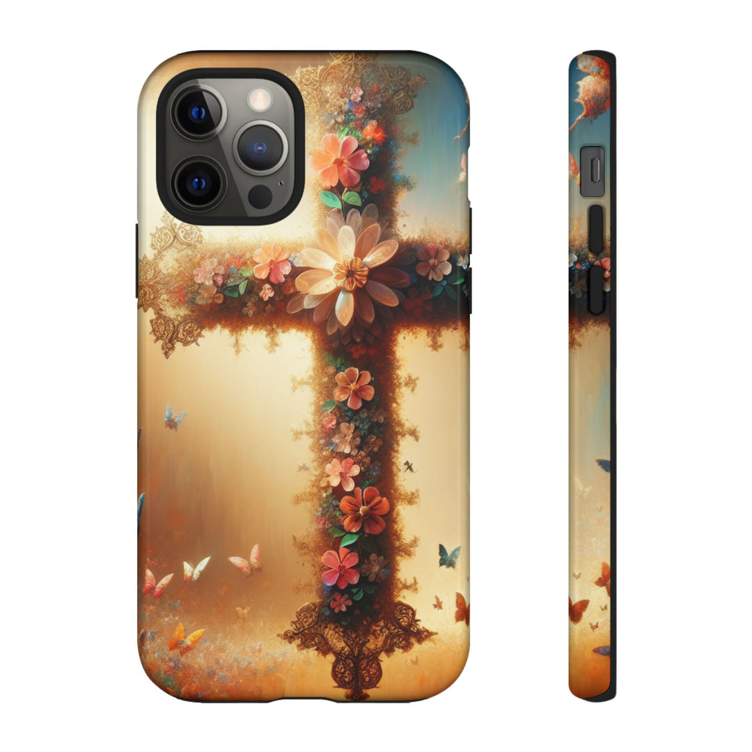 Floral Cross Phone Case, Tough Cases for Christians, Religious Gifts, Cute Floral Accessories, Chic Phone Cover, Spring Vibes