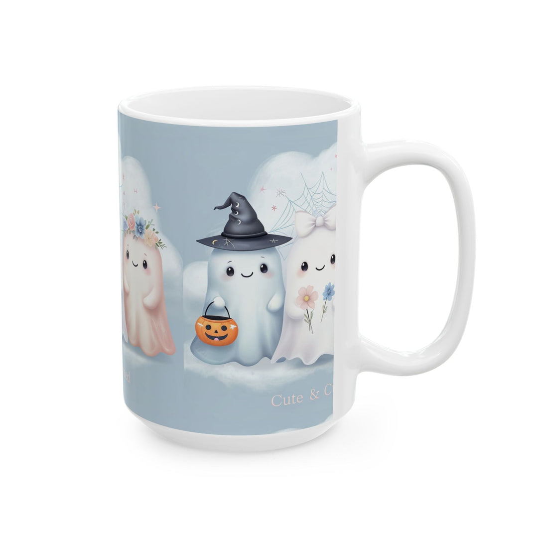 Cute & Cursed Ghost Ceramic Mug - Perfect for Halloween, Home Decor, Cozy Vibes, Gift Ideas, Coffee Lovers