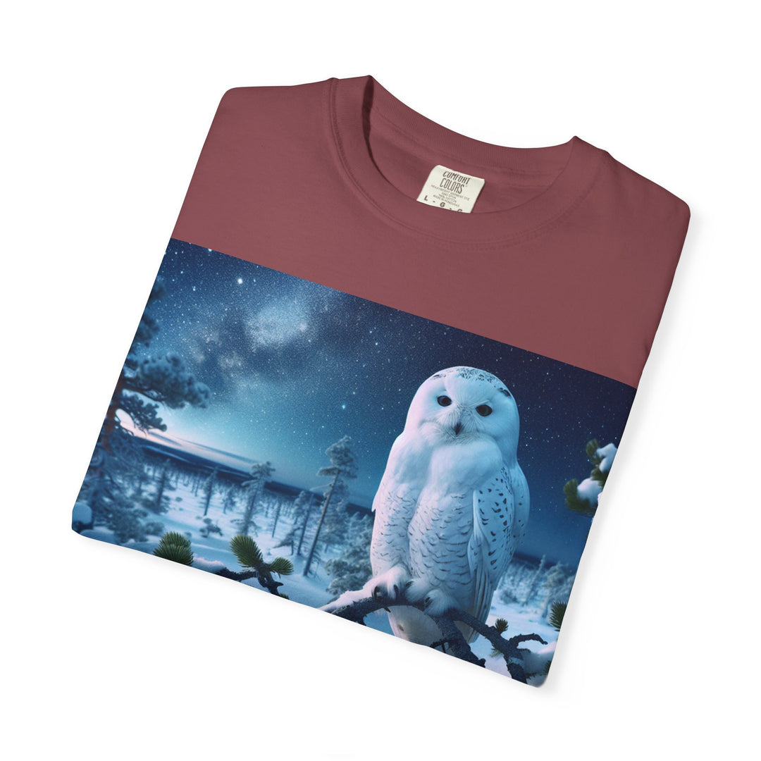 Mystical Owl Unisex Garment-Dyed T-Shirt – Cozy Winter Vibes