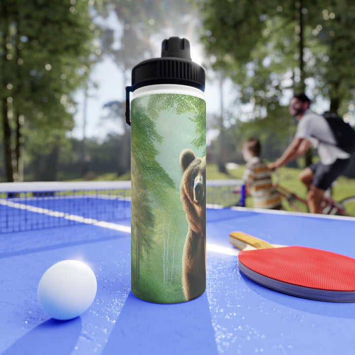 Bear Forest Adventure Stainless Steel Water Bottle with Sports Lid