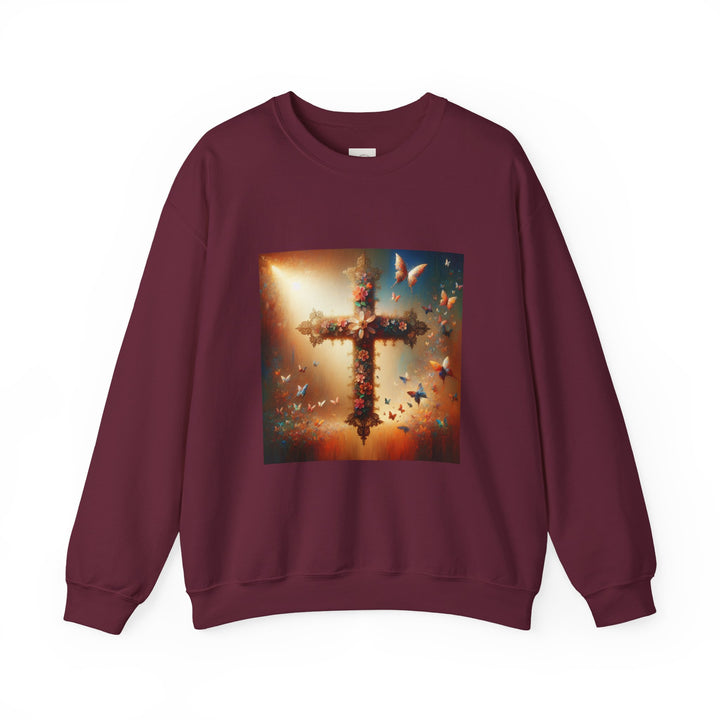 Faith-Inspired Butterfly Sweatshirt, Unisex Crewneck, Cozy Christian Apparel, Gift for Easter, Inspirational Sweatshirt, Casualwear