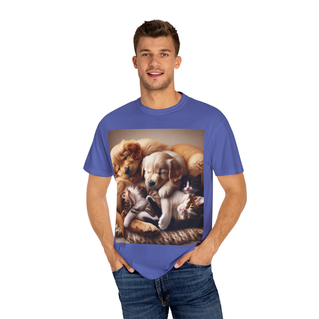 Cute Pets Snuggle Unisex Garment-Dyed T-shirt