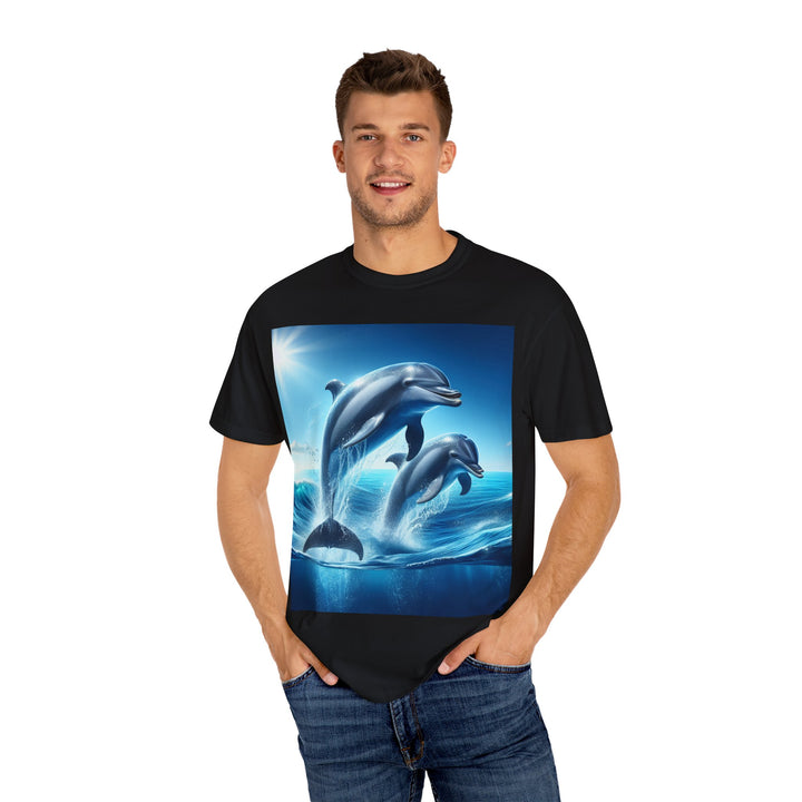 Ocean Jumping Dolphins T-Shirt - Unisex Garment-Dyed Tee