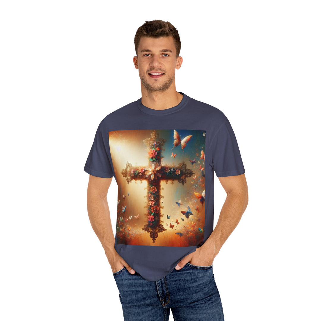 Faith-Inspired Floral Cross T-Shirt, Inspirational Tee, Religious Gift, Christian Apparel, Casual Wear, Everyday T-Shirt