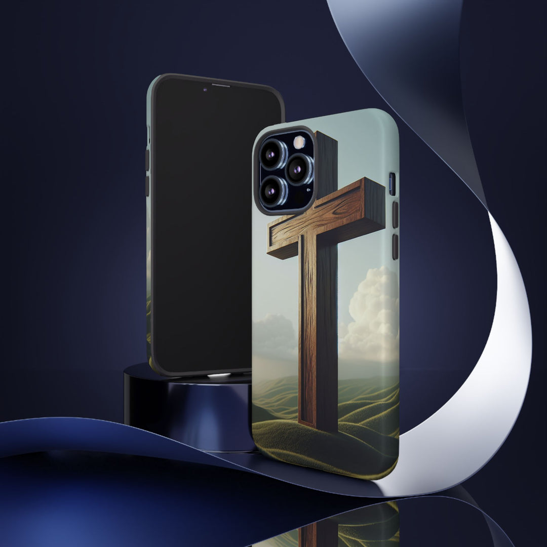 Wooden Cross Phone Case, Inspirational Gift, Christian Decor, Faith-Based Accessory, Unique Tech Gift