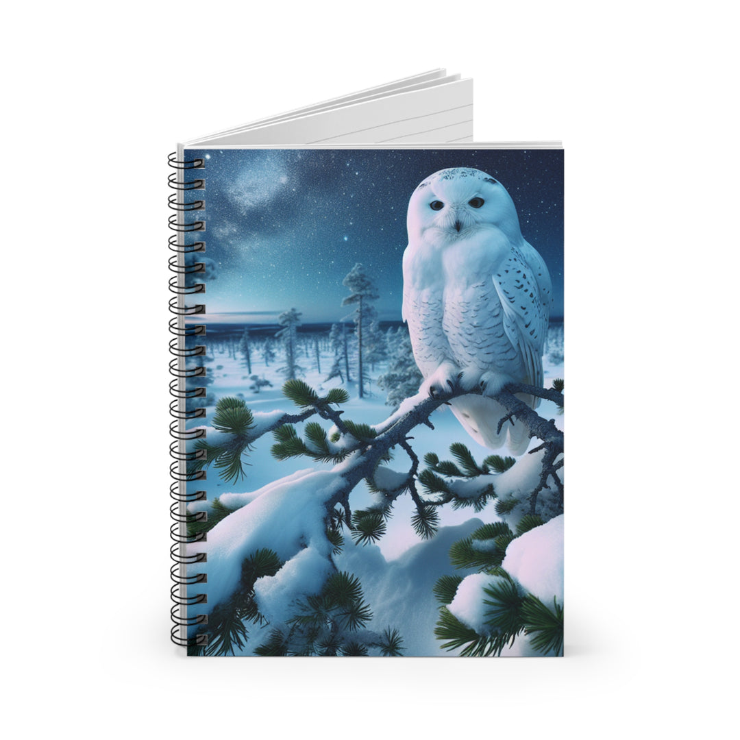 Elegant Owl Spiral Notebook - Winter Wonderland Design, Perfect for Dreamers and Nature Lovers
