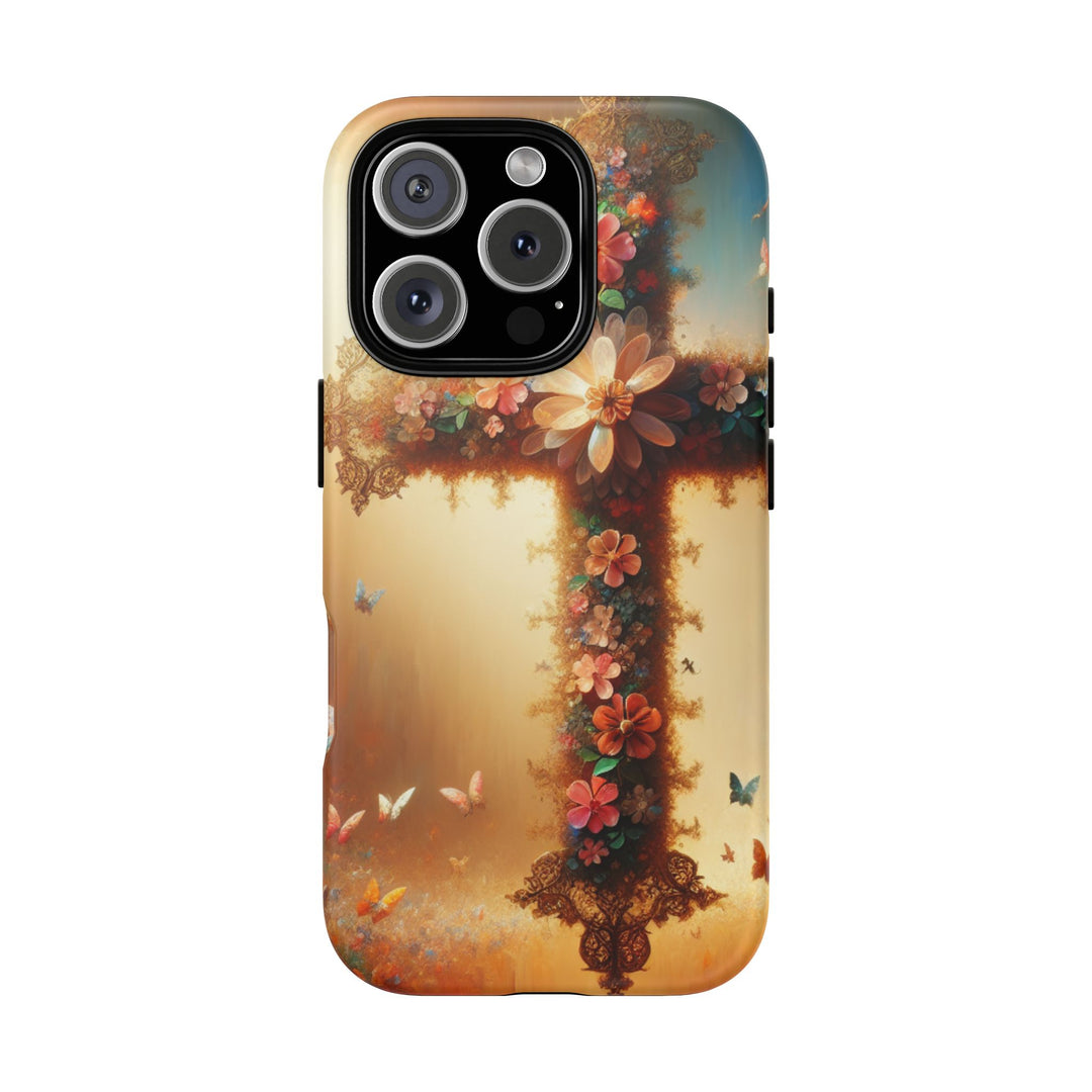 Floral Cross Phone Case, Tough Cases for Christians, Religious Gifts, Cute Floral Accessories, Chic Phone Cover, Spring Vibes