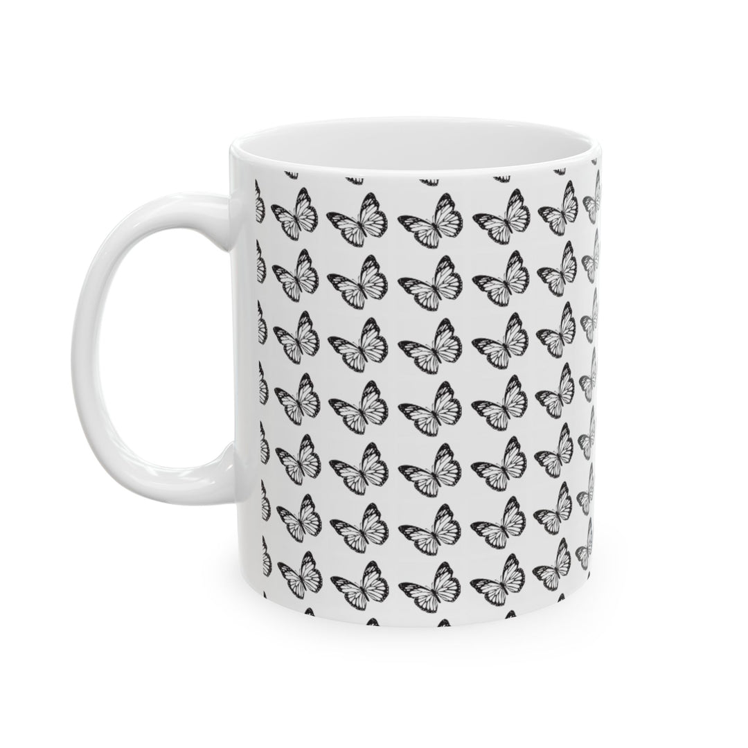Butterfly Pattern Ceramic Mug - Elegant Gift for Nature Lovers