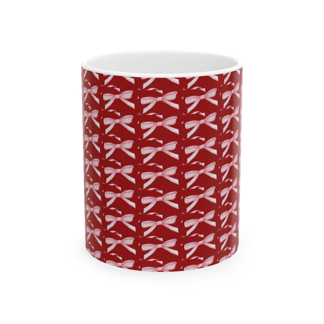 Elegant Red Ribbon Ceramic Mug - Perfect for Gift Giving and Home Decor