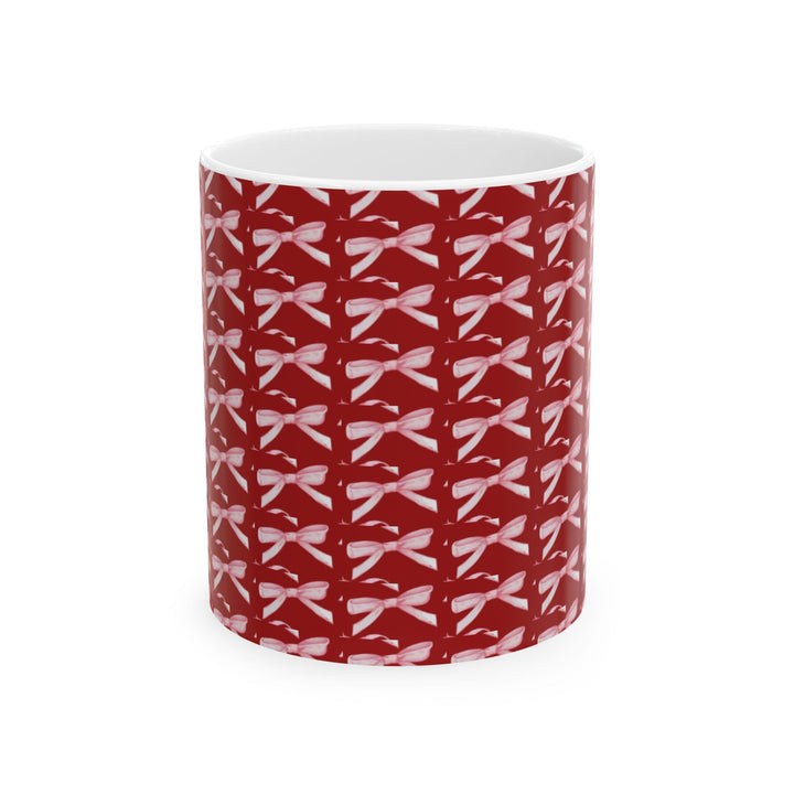Elegant Red Ribbon Ceramic Mug - Perfect for Gift Giving and Home Decor
