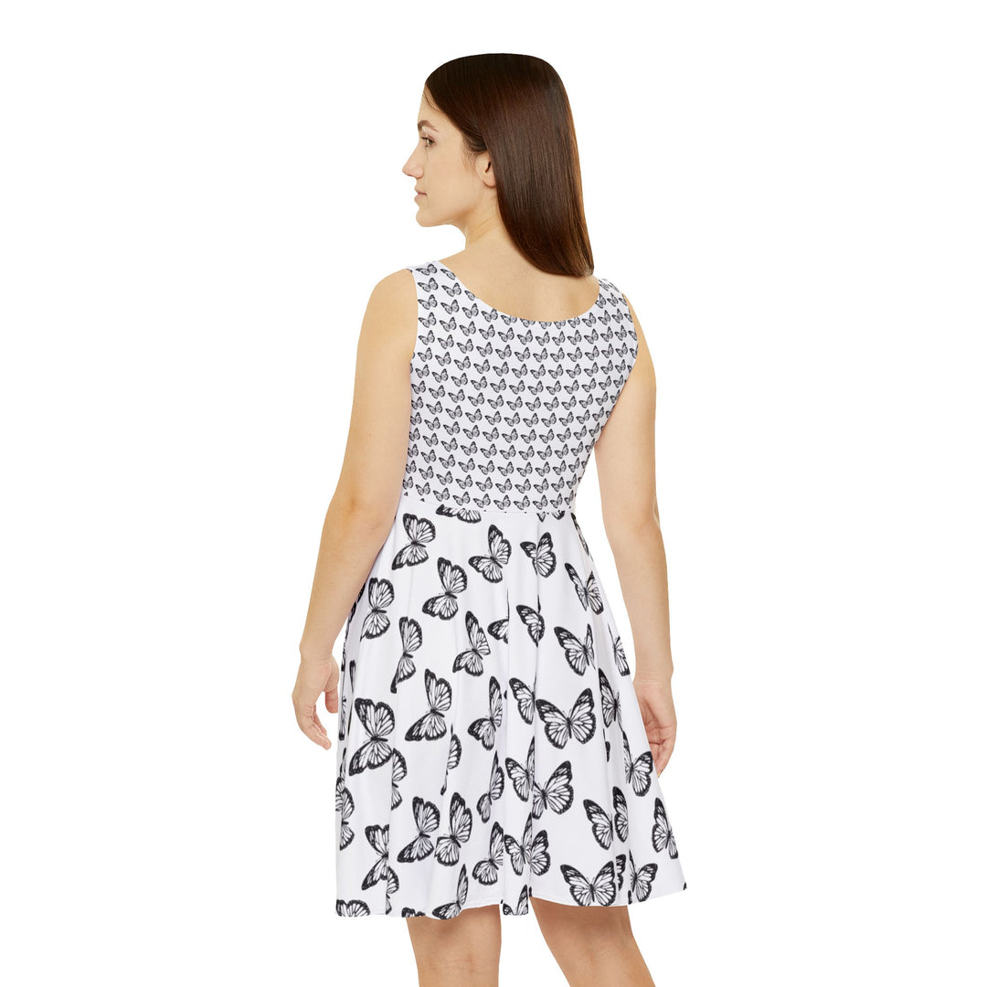 Butterfly Print Women's Skater Dress - Elegant & Whimsical Summer Fashion