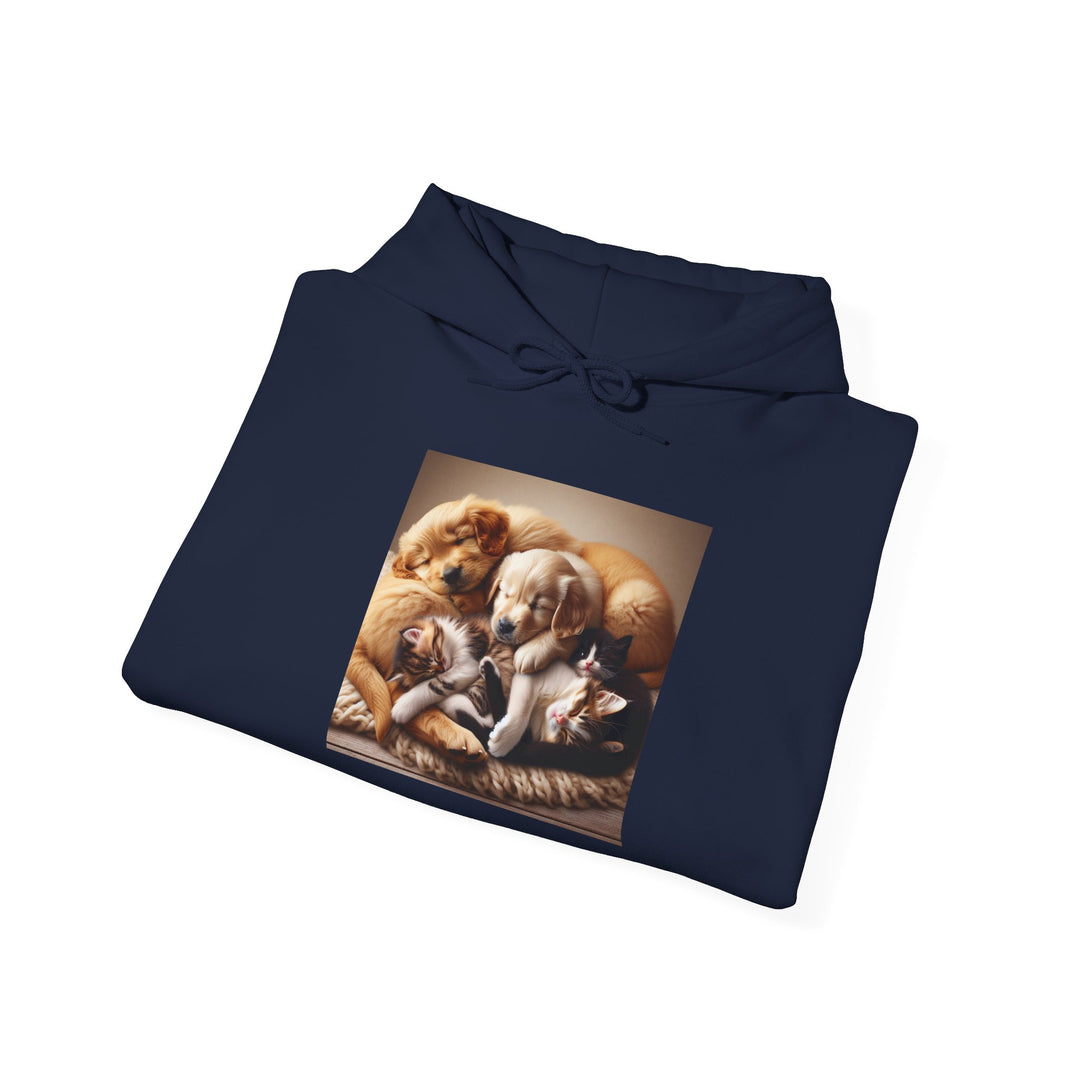 Cozy Pet Pals Hooded Sweatshirt - Animal Lover Gift, Cute Hoodie, Dog Cat Sweatshirt, Casual Wear, Cozy Gift