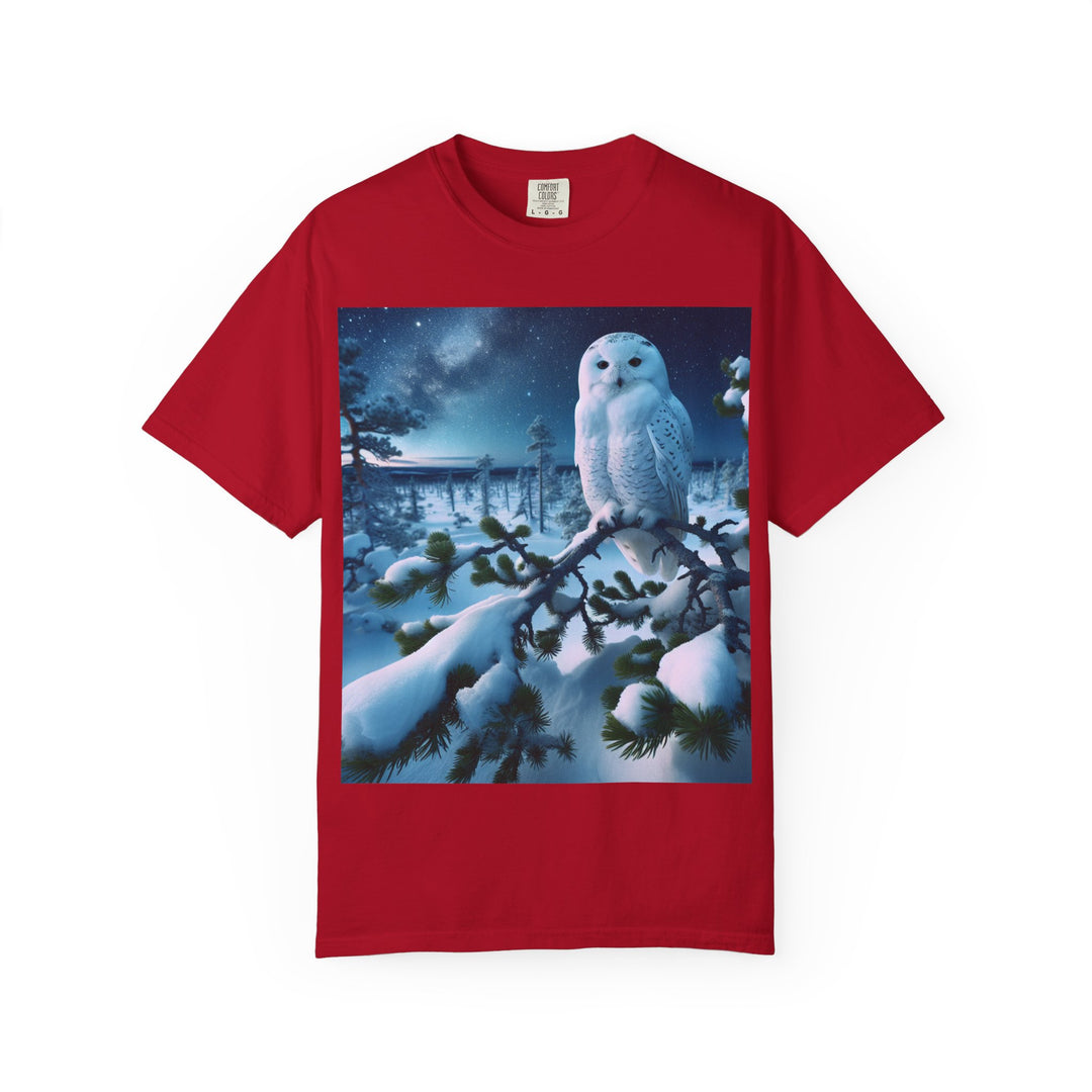 Mystical Owl Unisex Garment-Dyed T-Shirt – Cozy Winter Vibes