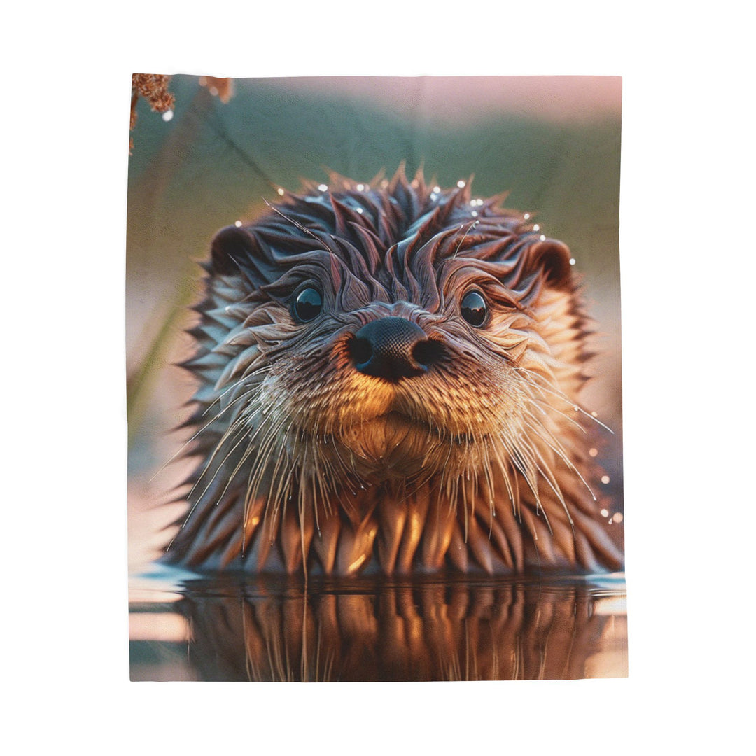Cozy Velveteen Plush Blanket with Adorable Otter Design