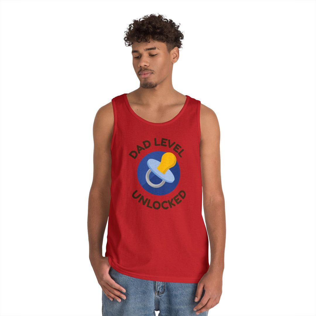 Dad Level Unlocked Tank Top - Unisex Heavy Cotton Sleeveless Shirt for New Dads