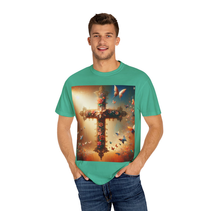 Faith-Inspired Floral Cross T-Shirt, Inspirational Tee, Religious Gift, Christian Apparel, Casual Wear, Everyday T-Shirt