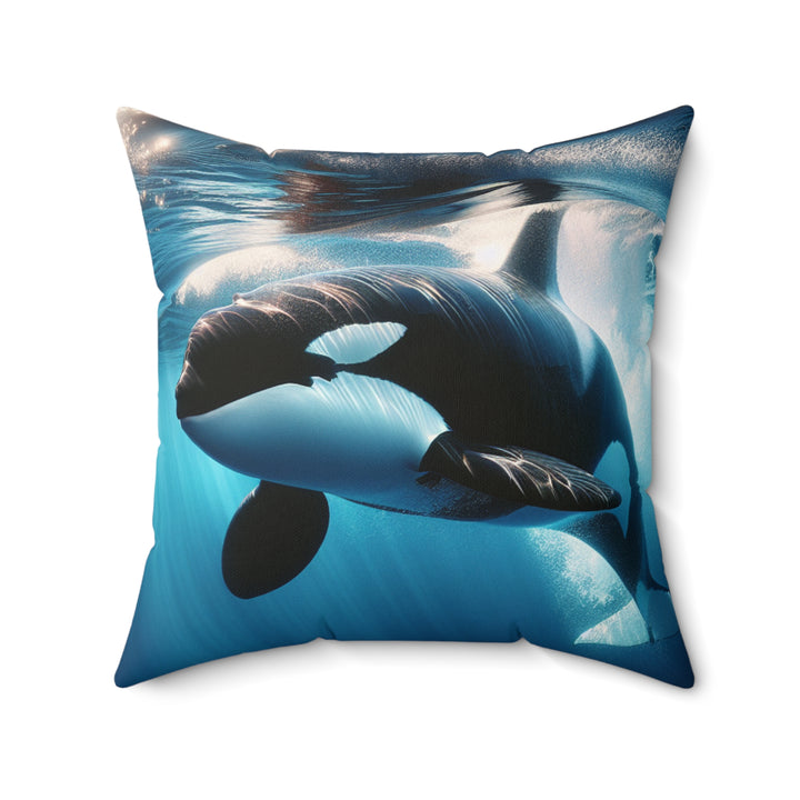 Orca Ocean-Themed Throw Pillow, Marine Life Decor, Nautical Home Accent, Coastal Living Gift, Whale Lover Cushion