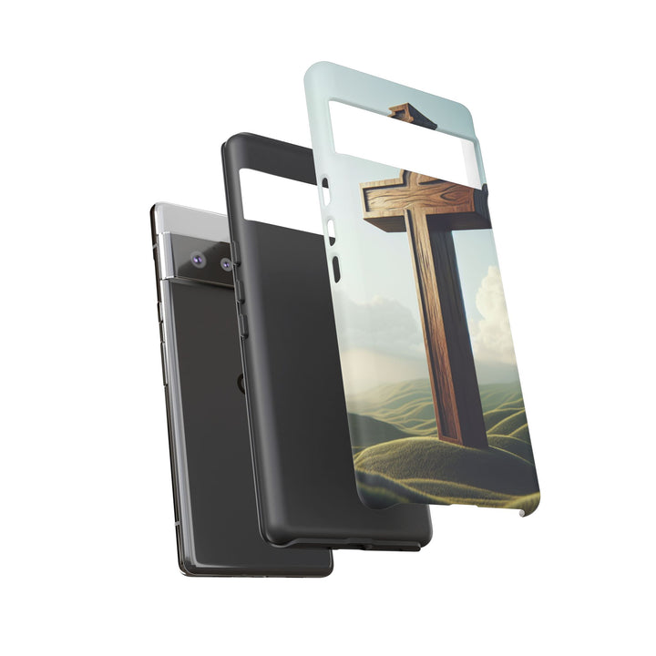 Wooden Cross Phone Case, Inspirational Gift, Christian Decor, Faith-Based Accessory, Unique Tech Gift